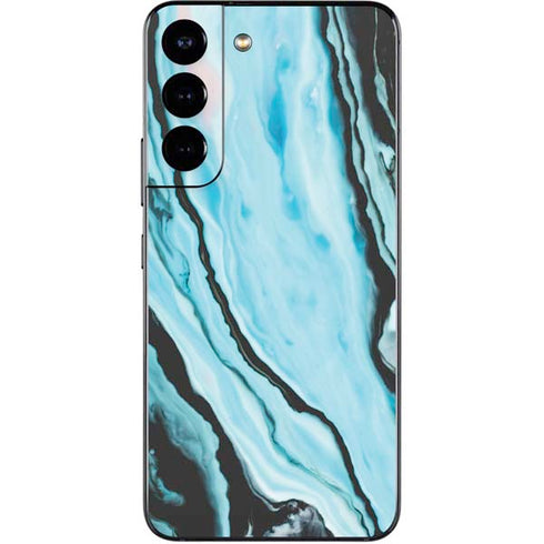 Aqua Blue Marble Ink Galaxy S22 Skin